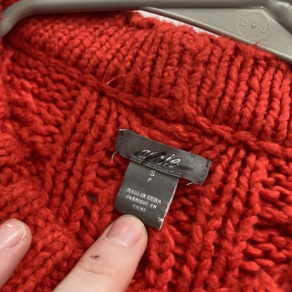 Aerie Womens Red Chunky Cable Knit Sweater Size S Oversized Preppy Old Money - Picture 5 of 10
